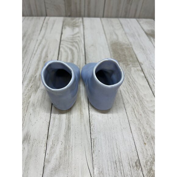 Vintage Mini Ceramic Blue Pair of Boots Planter Vase Home Decor 3" Long - Picture 3 of 7